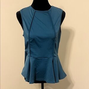 SHEIN Teal Sleeveless Peplum Blouse